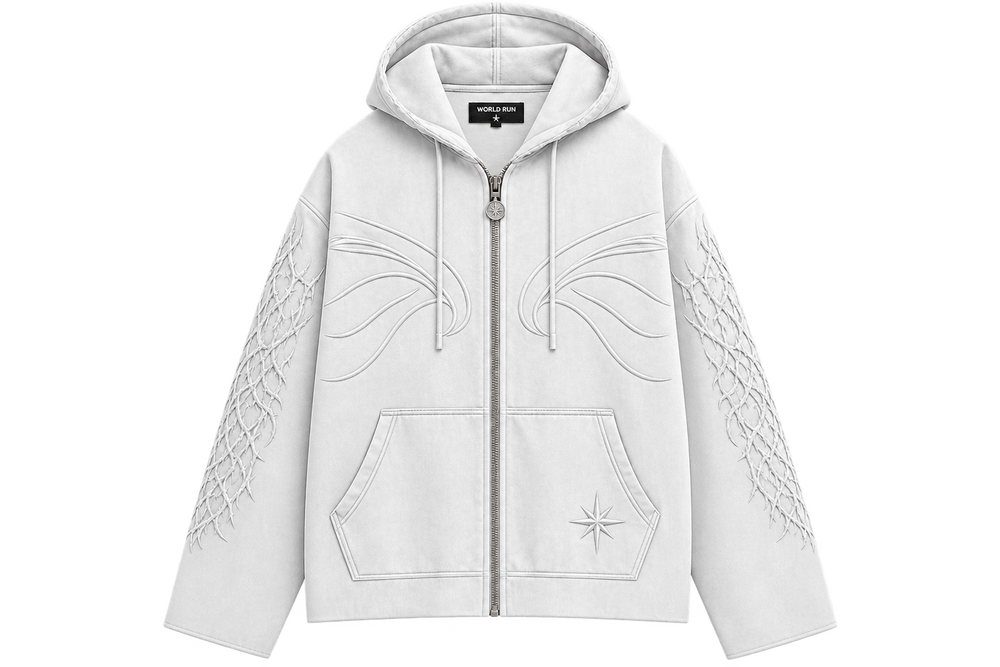 WORLD RUN — Ghost Wave Zip Hoodie